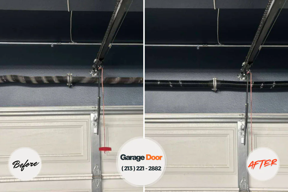 Before and after: garage door repair Woodbury, NY